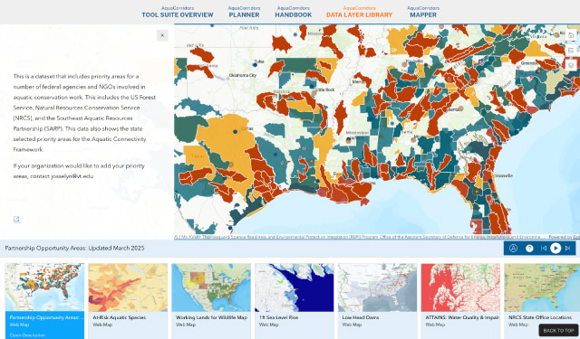 In June 2024, the USDA announced an unprecedented investment in WLFW, including the launch of an Aquatic Connectivity Framework. This ecosystem-level plan transitions WLFW’s aquatic efforts from single-species initiatives to a broader landscape-scale approach across 16 states. The written framework plan will capture the science documenting the threats to biomes and the wildlife that are part of them, the conservation actions that NRCS can support to address these threats and benefit producers, and the NRCS goals for implementing these actions over time. The framework also is a way to guide the work of NRCS state offices, provide technical and financial assistance for on the ground conservation, and influence local, state and federal conservation policies. 

