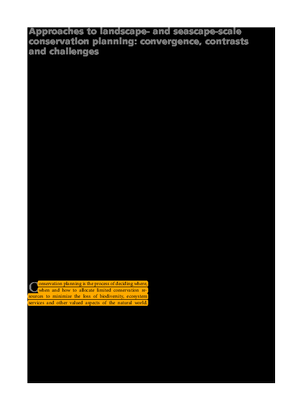 Pressey, Bottrill - 2009 - Approaches to landscape- and seascape-scale conservation planning: convergence, contrasts and challenges