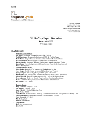 Synopsis with Follow Up Questions from SE Fire Map Workshop:Content Experts