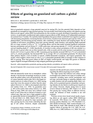 Effects of grazing on grassland soil carbon: a global review