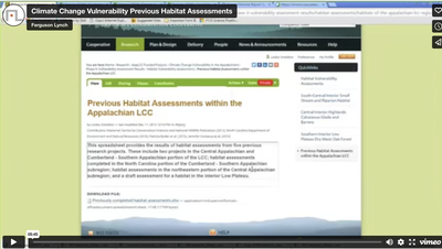 Climate Change Vulnerability Previous Habitat Assessments