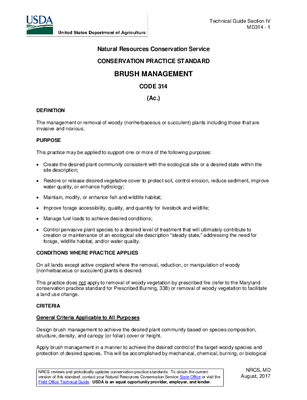 Maryland 314: Brush Management