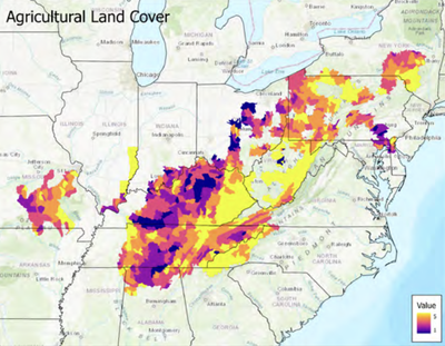 Hellbender agricultural land cover map.