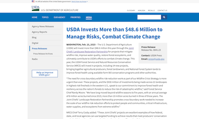 USDA Invests More than $48.6 Million to Manage Risks, Combat Climate Change