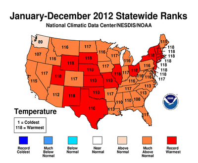 2012 was Warmest and Second Most Extreme Year on Record for the Contiguous U.S.