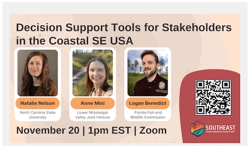 Nov. 20 Webinar: Decision Support Tools for Stakeholders in Coastal Southeast, USA